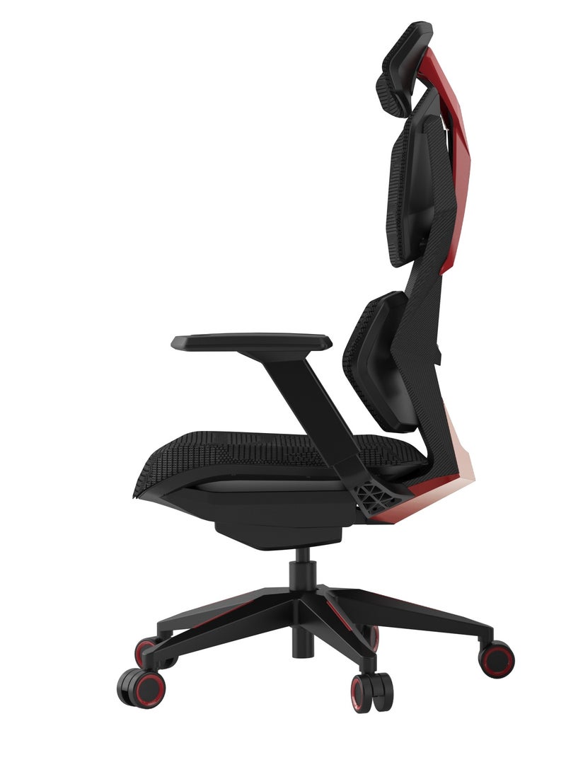 Astron Gaming Chair - Premium Ergonomic Gaming Chair with Multi-Functional Mechanism, Headphone Hanger, Carbon Fiber Textured Frame and Adaptive Shoulder & Lumber Support (Red)