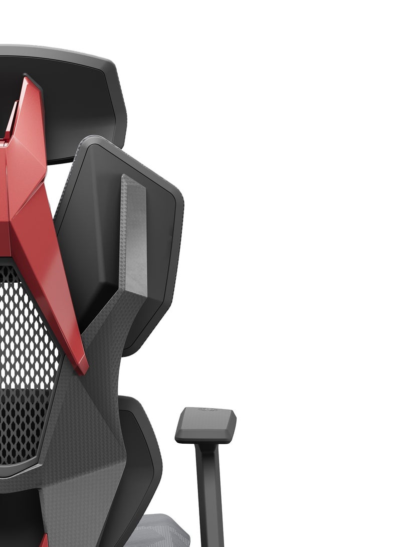 Astron Gaming Chair - Premium Ergonomic Gaming Chair with Multi-Functional Mechanism, Headphone Hanger, Carbon Fiber Textured Frame and Adaptive Shoulder & Lumber Support (Red)