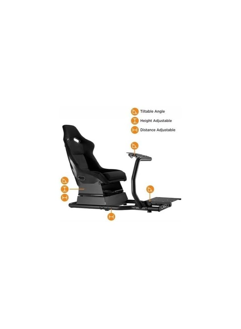 GAMEON Pro Racing Simulator Cockpit With Gear Shifter Mount - Black