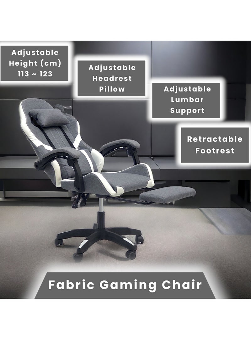 SBF Fabric Gaming Chair - Reclining High Back Office Chair - Adjustable Height, Headrest, Footrest and Lumbar Support - Swivel Video Game Chair - Ergonomic Computer Gaming Chair