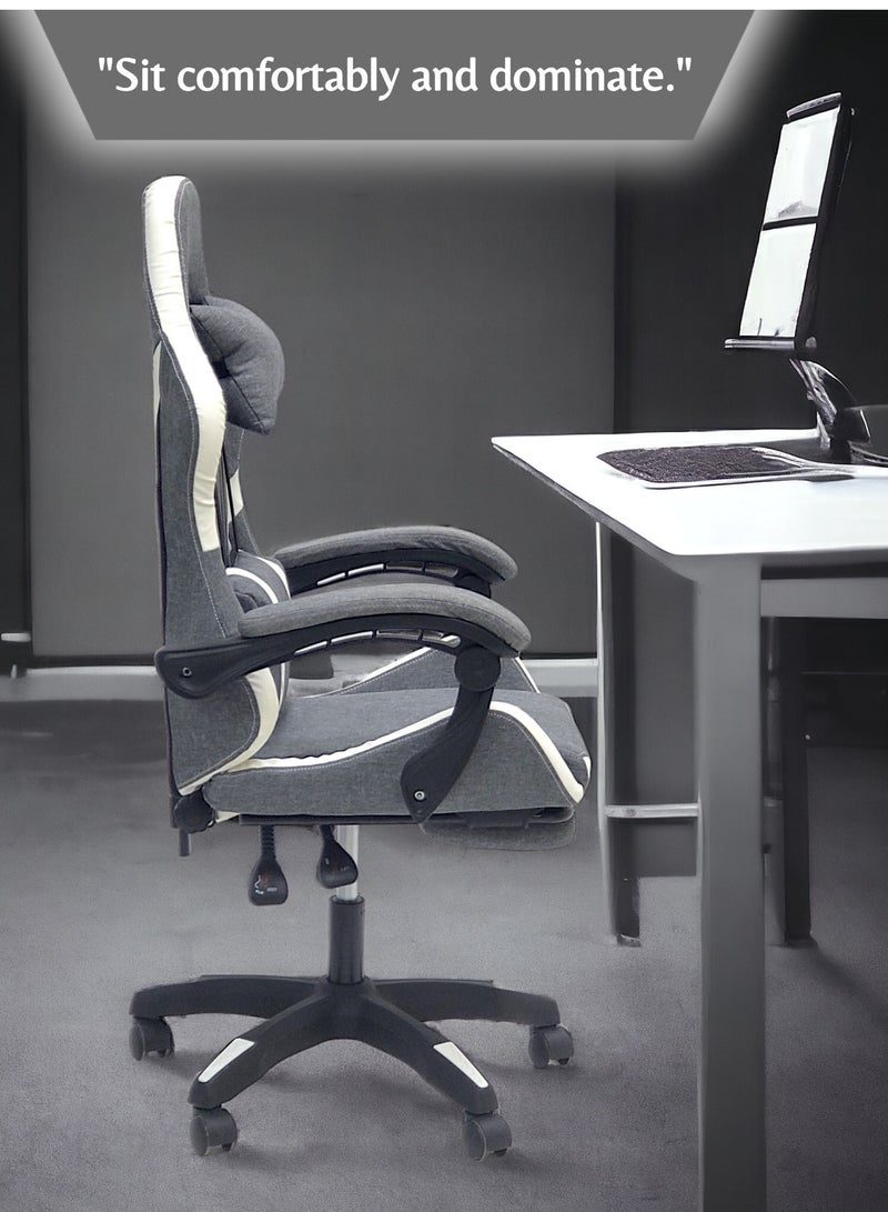 SBF Fabric Gaming Chair - Reclining High Back Office Chair - Adjustable Height, Headrest, Footrest and Lumbar Support - Swivel Video Game Chair - Ergonomic Computer Gaming Chair