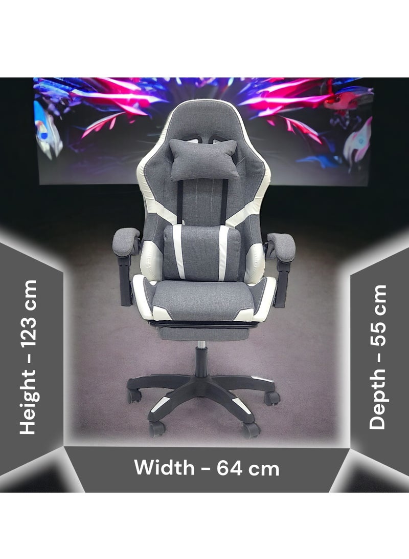 SBF Fabric Gaming Chair - Reclining High Back Office Chair - Adjustable Height, Headrest, Footrest and Lumbar Support - Swivel Video Game Chair - Ergonomic Computer Gaming Chair
