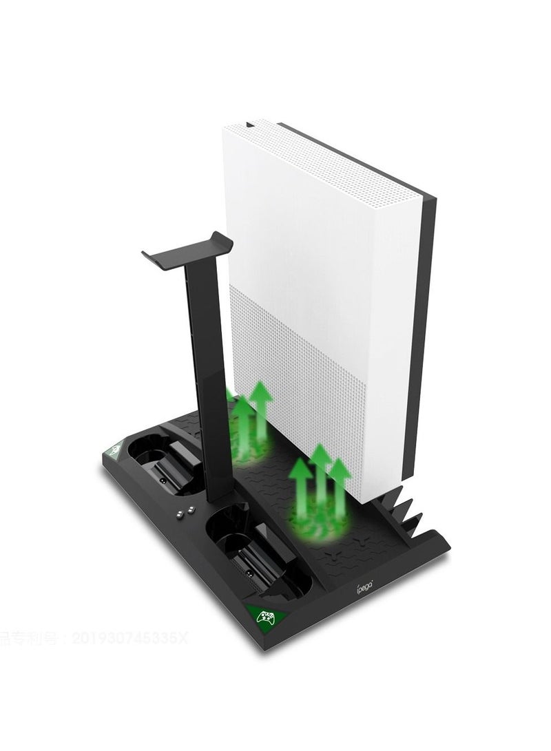 Vertical Charging Stand For Xbox Series S With Cooling Fan 1400mAh Rechargeable Battery Pack And Dual Controller Charger Headset Holder