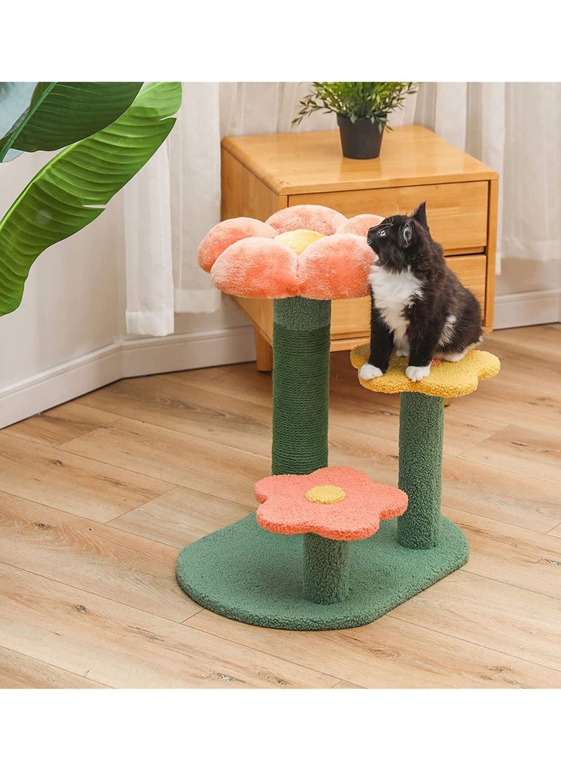 Flower cat Tree Activity with Scratching Post Pink Cat Tree for Indoor Cats Tower Natural sisal Scratcher Climbing Cute cat Tree