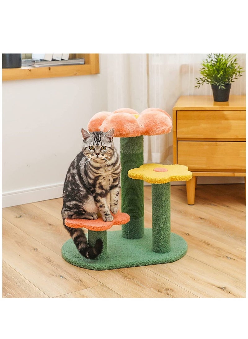 Flower cat Tree Activity with Scratching Post Pink Cat Tree for Indoor Cats Tower Natural sisal Scratcher Climbing Cute cat Tree