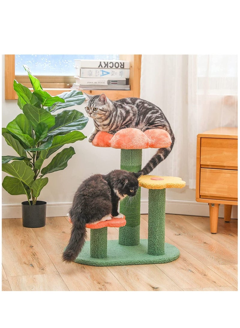 Flower cat Tree Activity with Scratching Post Pink Cat Tree for Indoor Cats Tower Natural sisal Scratcher Climbing Cute cat Tree