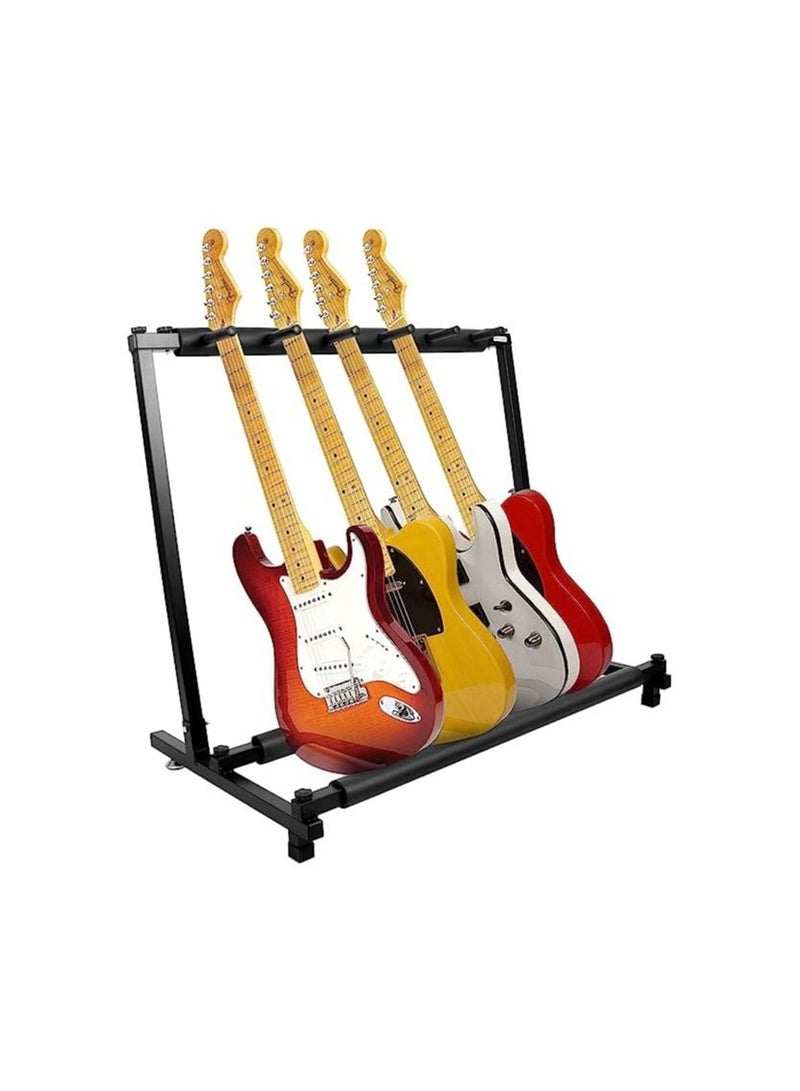 Kuyal 5 Holder Guitar Stand,Multi-Guitar Display Rack Folding Stand Band Stage Bass Acoustic Guitar, Black