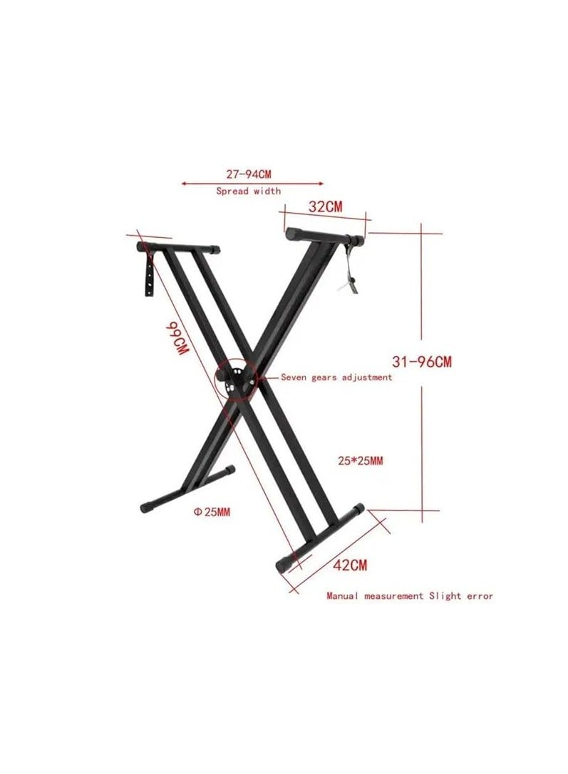 Double X Keyboard Stand And Bench Set - Double X, Infinitely Adjustable, Heavy Steel Construction And Pure Locking System Support Stand