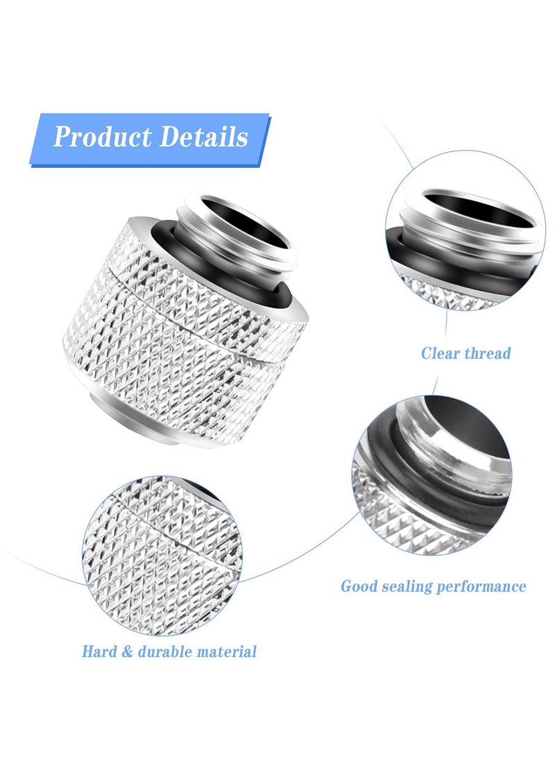 Water Cooling Compression Fitting, G1/4inch Threaded Soft Tube Two-Touch Connector, PC Water Cooling System Tube Connector for 9.5mm ID and 12.7mm OD Thin Tubing 4 Pcs