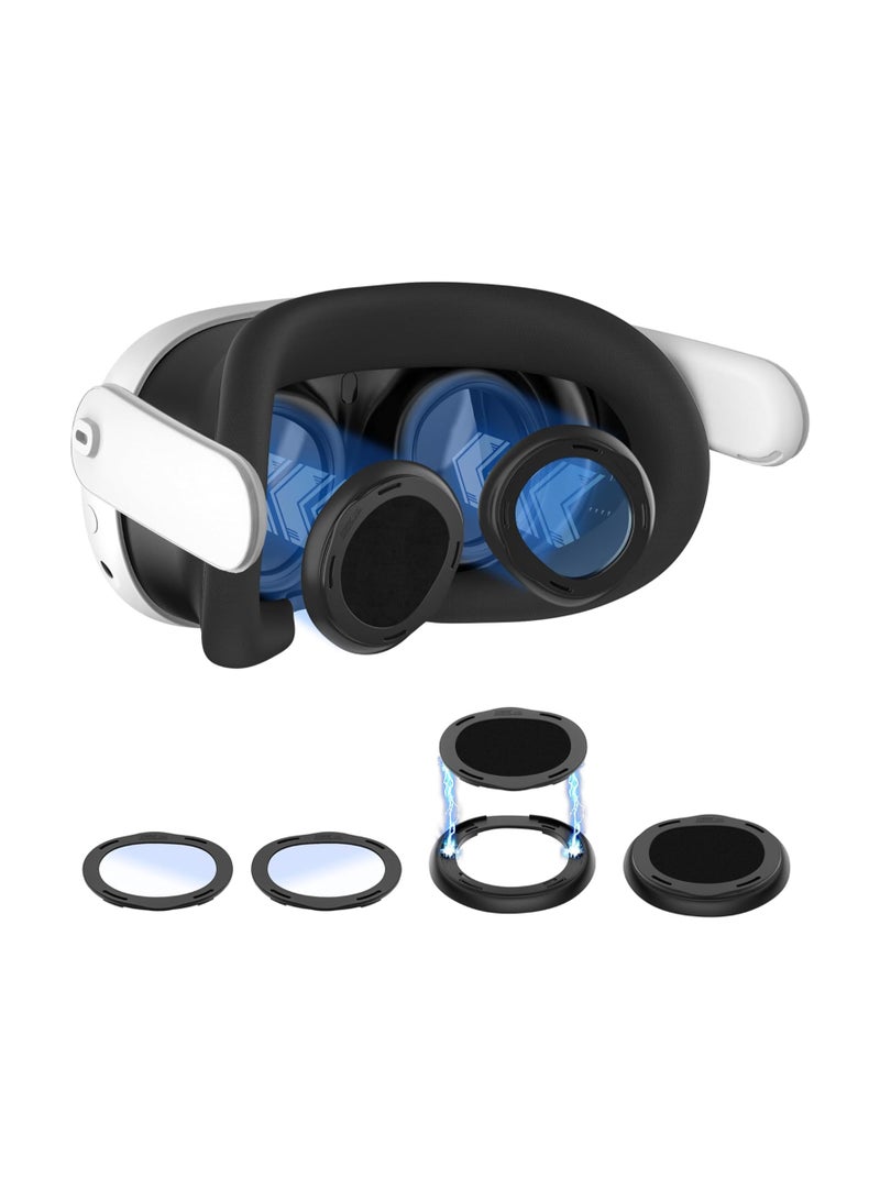 Lens Protector Cover Kit for Meta Quest 3, Protector Accessories Compatible with Oculus Quest 3, Glasses Spacer Anti-Scratch Ring with Blue Light Blocking Glasses for Meta Quest 3