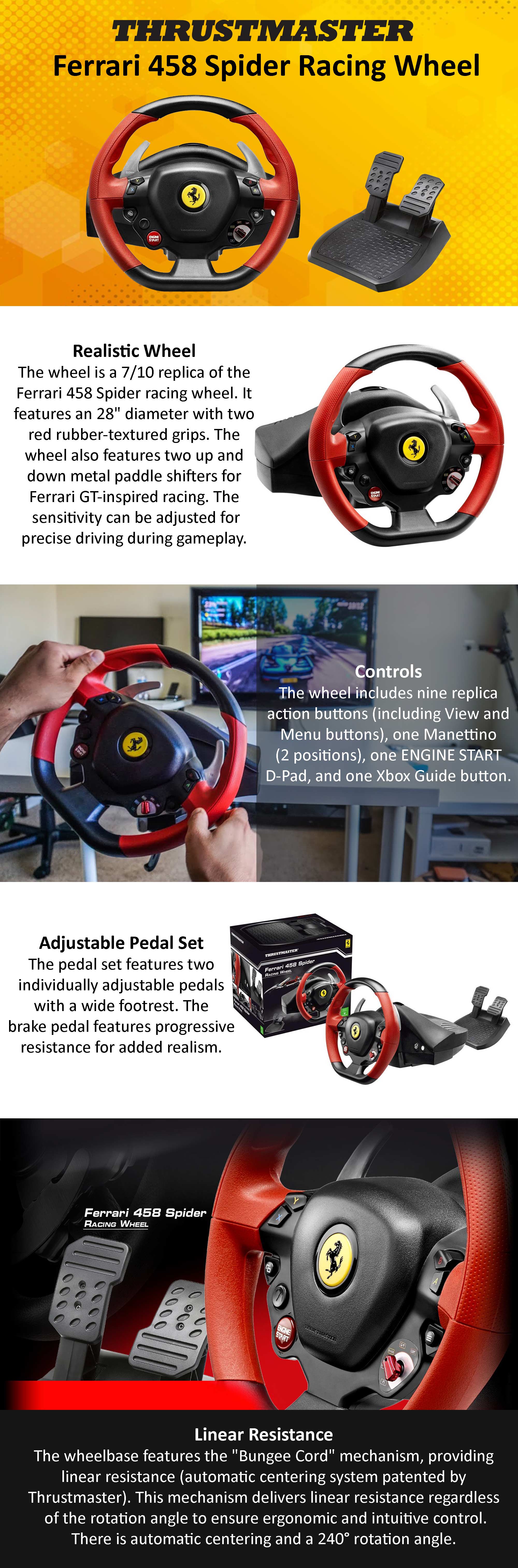 Thrustmaster Ferrari 458 Spider Racing Wheel (Xbox Series X/S & One)