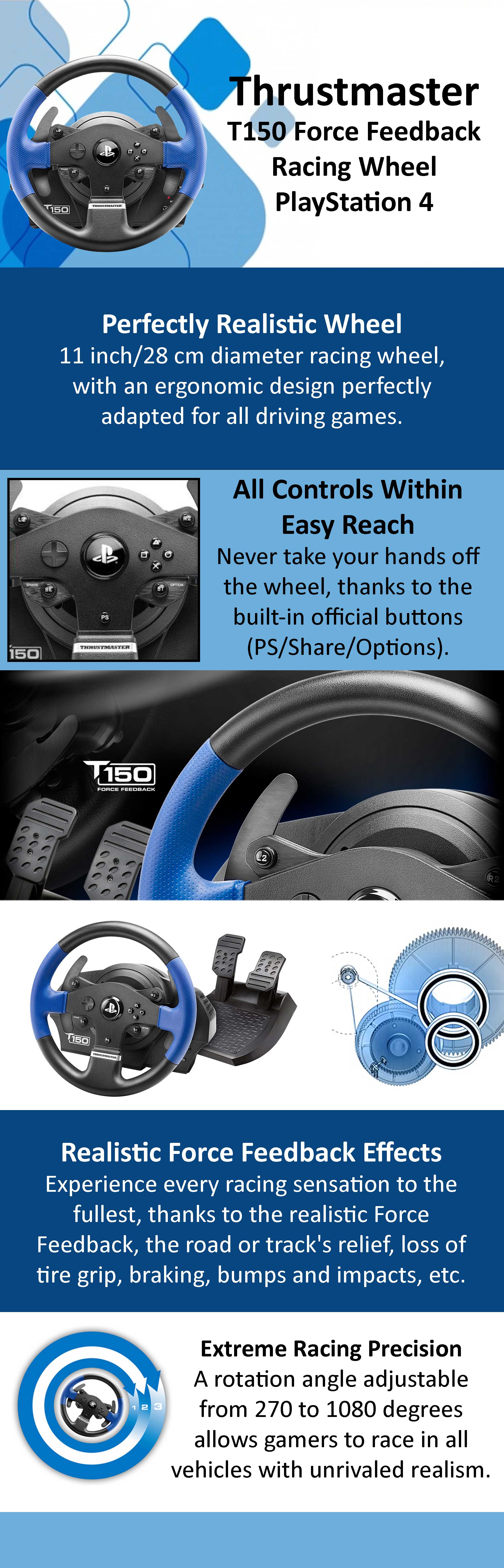 T150 Force Feedback Wireless Racing Wheel For PS5, PS4 & PS3