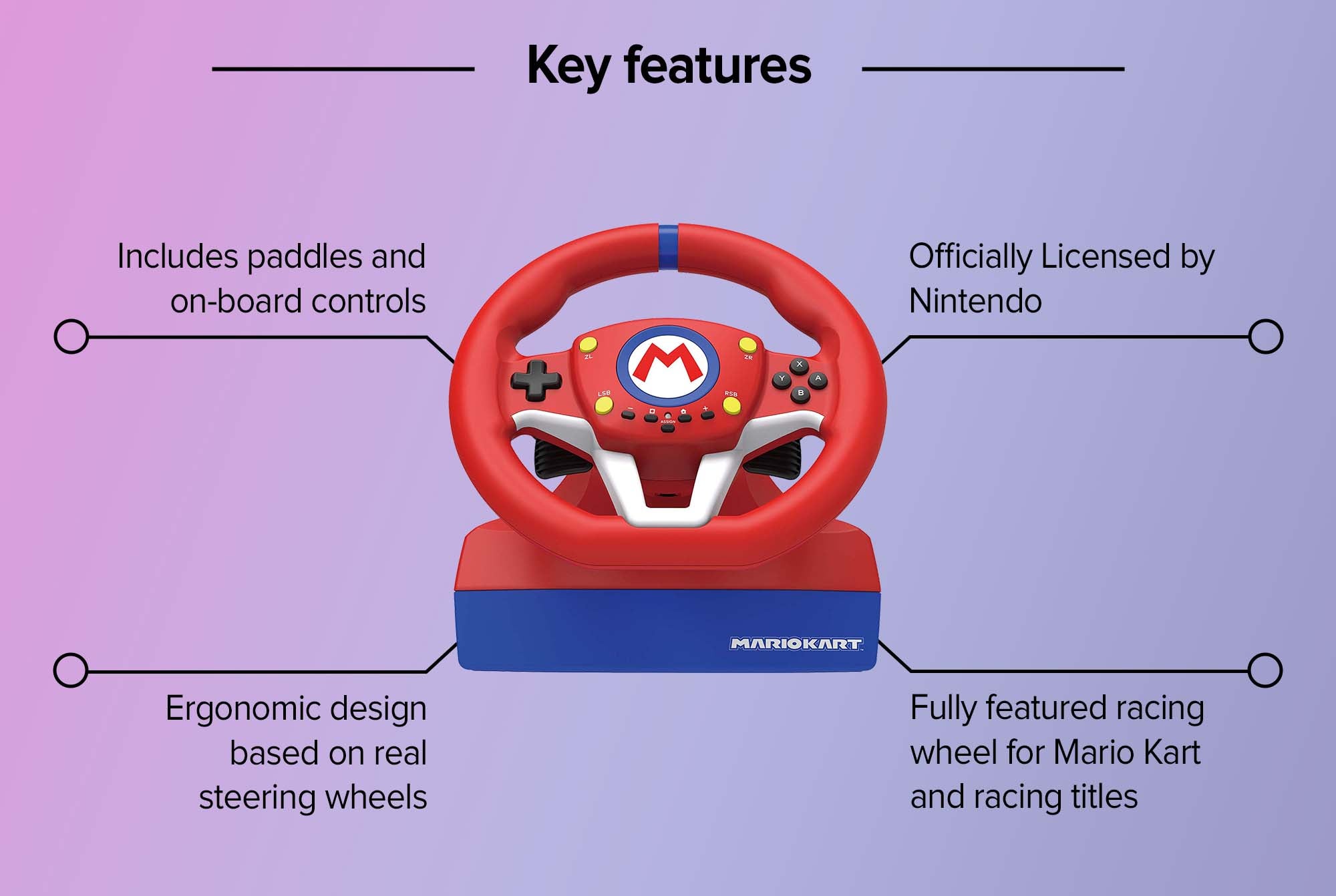 Mario Kart Wireless Racing Wheel Pro Mini For Nintendo Switch