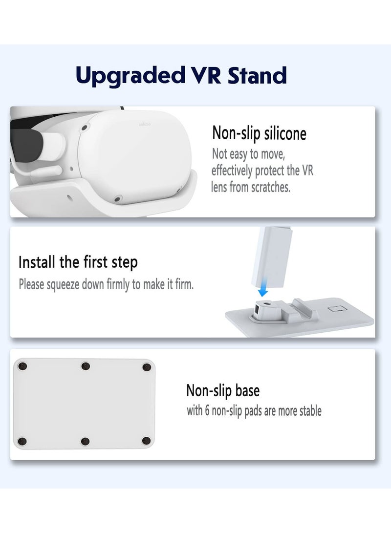 SYOSI Design VR Stand, Multifunction VR Headset Stand for Headset Display Holder and Controller Holder Mount Station for Oculus Quest/Quest 2/Rift Switch Stand and Touch Controllers (White)