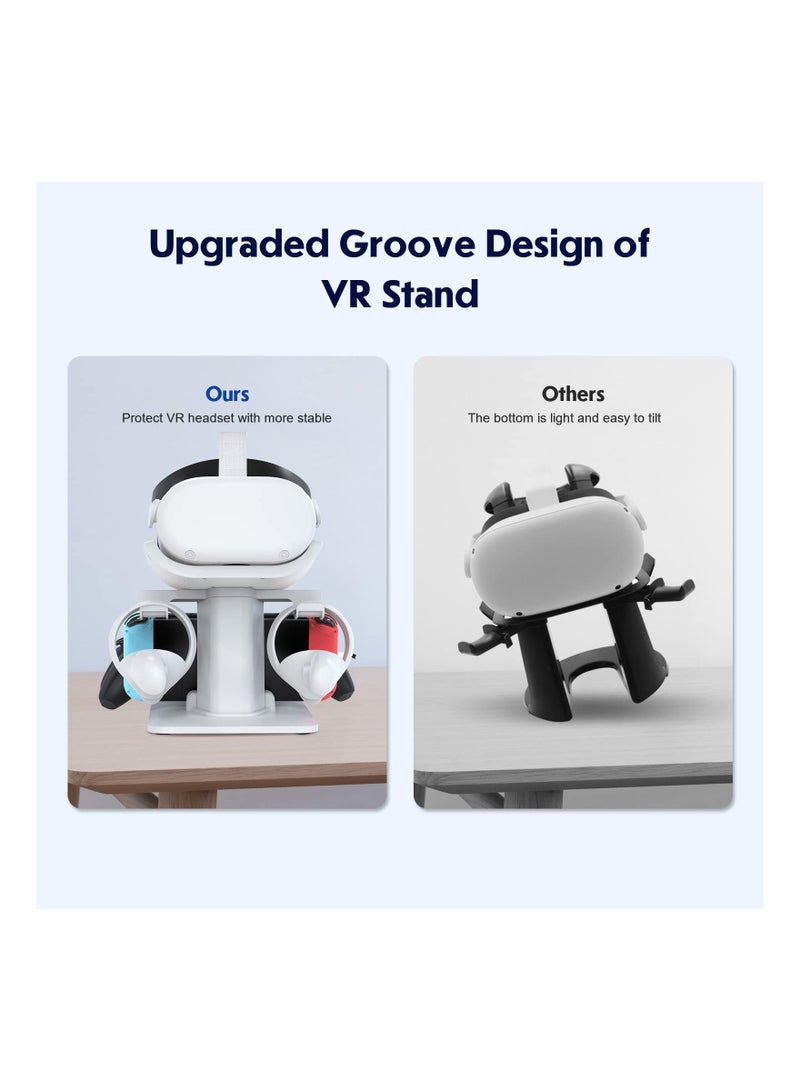 SYOSI Design VR Stand, Multifunction VR Headset Stand for Headset Display Holder and Controller Holder Mount Station for Oculus Quest/Quest 2/Rift Switch Stand and Touch Controllers (White)