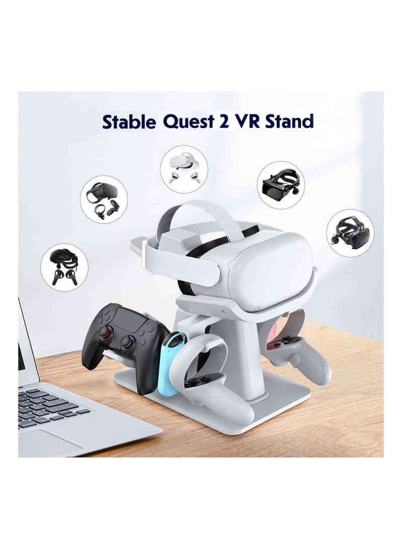 Multifunction VR Headset Stand for Headset Display Holder and Controller Holder White