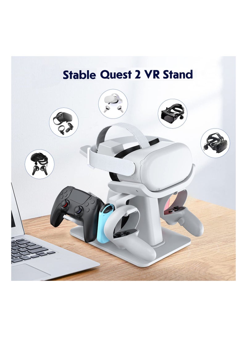 SYOSI Design VR Stand, Multifunction VR Headset Stand for Headset Display Holder and Controller Holder Mount Station for Oculus Quest/Quest 2/Rift Switch Stand and Touch Controllers (White)