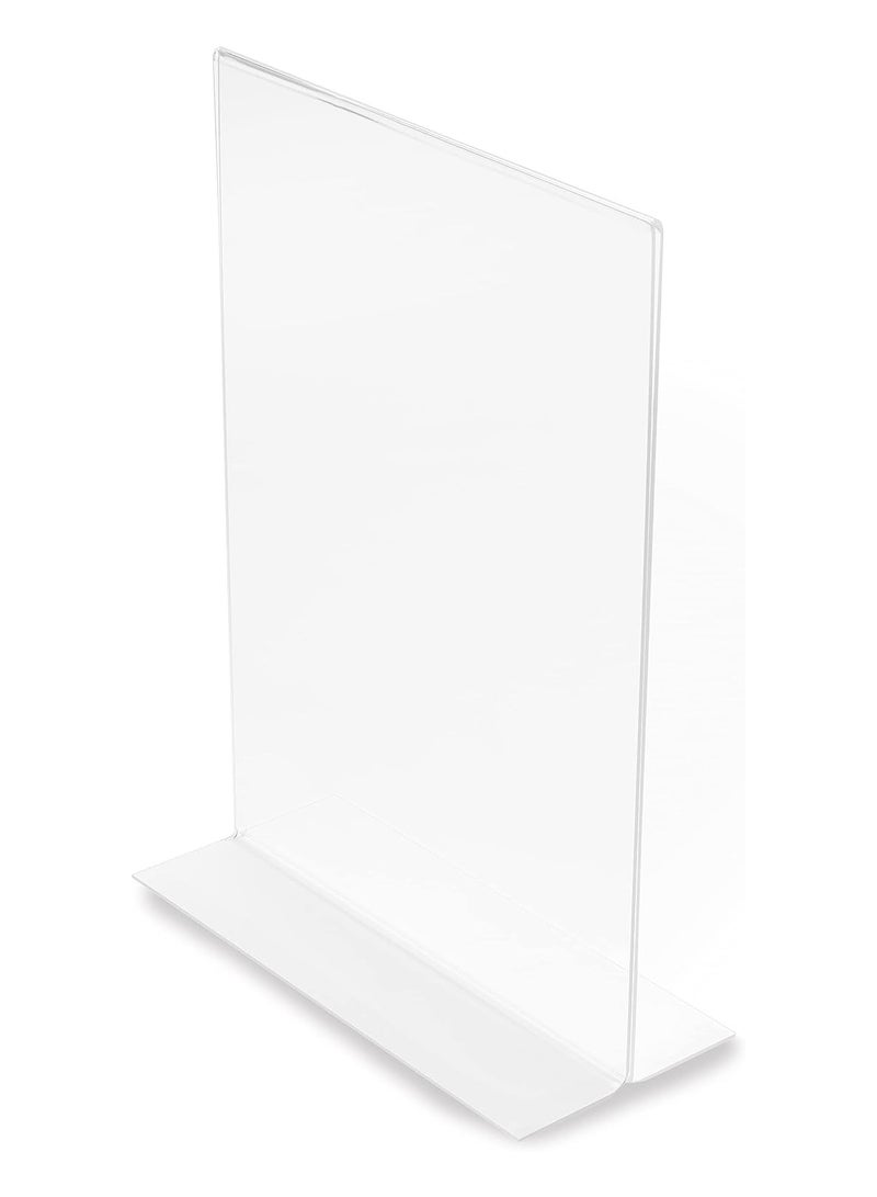 Clear Acrylic Sign Holder A4 Vertical Stand Up Sign Holder, Display Stand Suitable for Promotional Material, Office Document, Menu Stand