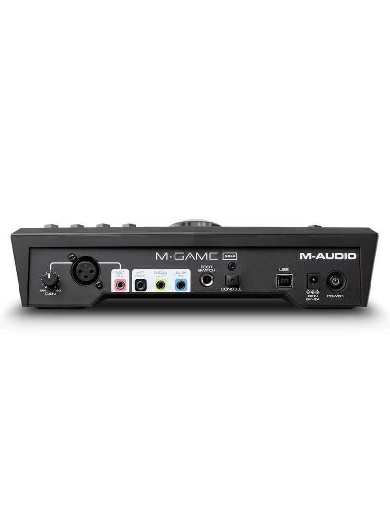 M-GAME Solo USB Audio Interface Mixer for Streaming and Gaming with XLR Microphone in, Optical in, Voice FX, Sampler and Dedicated Software