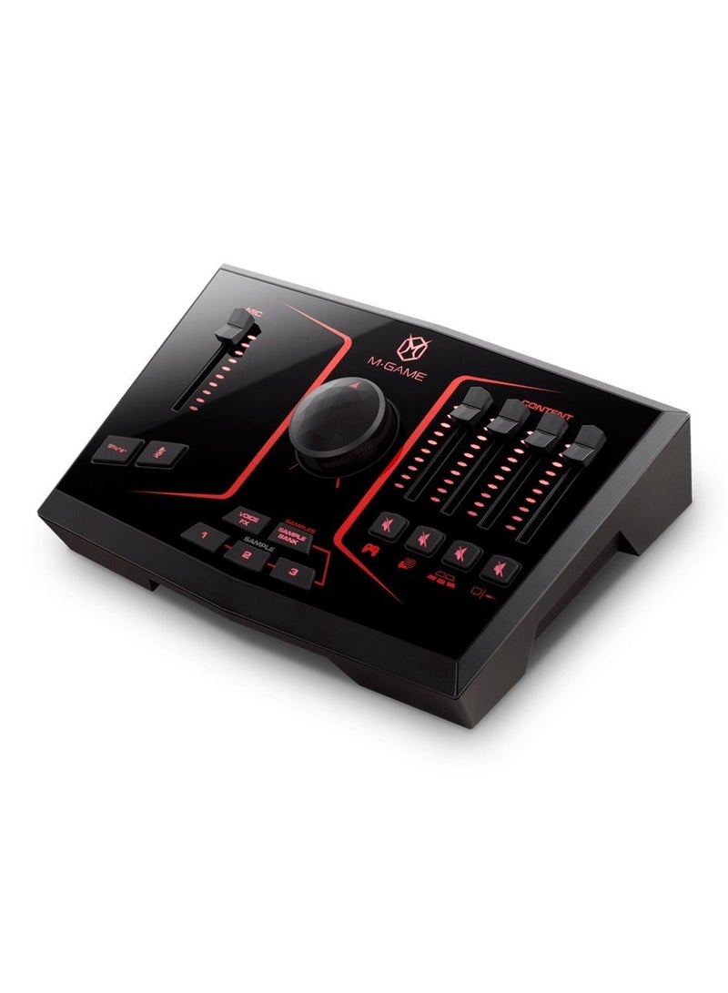 M-GAME Solo USB Audio Interface Mixer for Streaming and Gaming with XLR Microphone in, Optical in, Voice FX, Sampler and Dedicated Software
