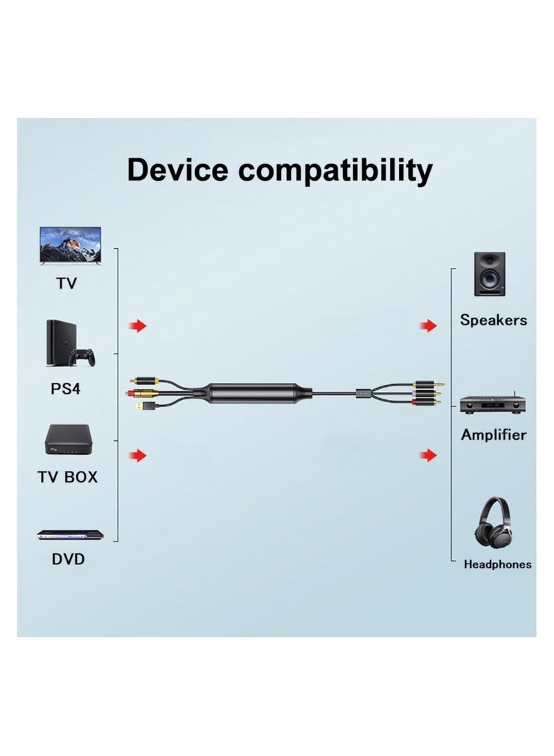 AV300 Digital to Analog Audio Conversion Cable, Digital SPDIF/Optical & Coaxial to Analog L/R RCA & 3.5mm AUX Stereo Audio Cable for Xbox/ for PS4/ for PS5/ TV/ Home Stereo (3M)