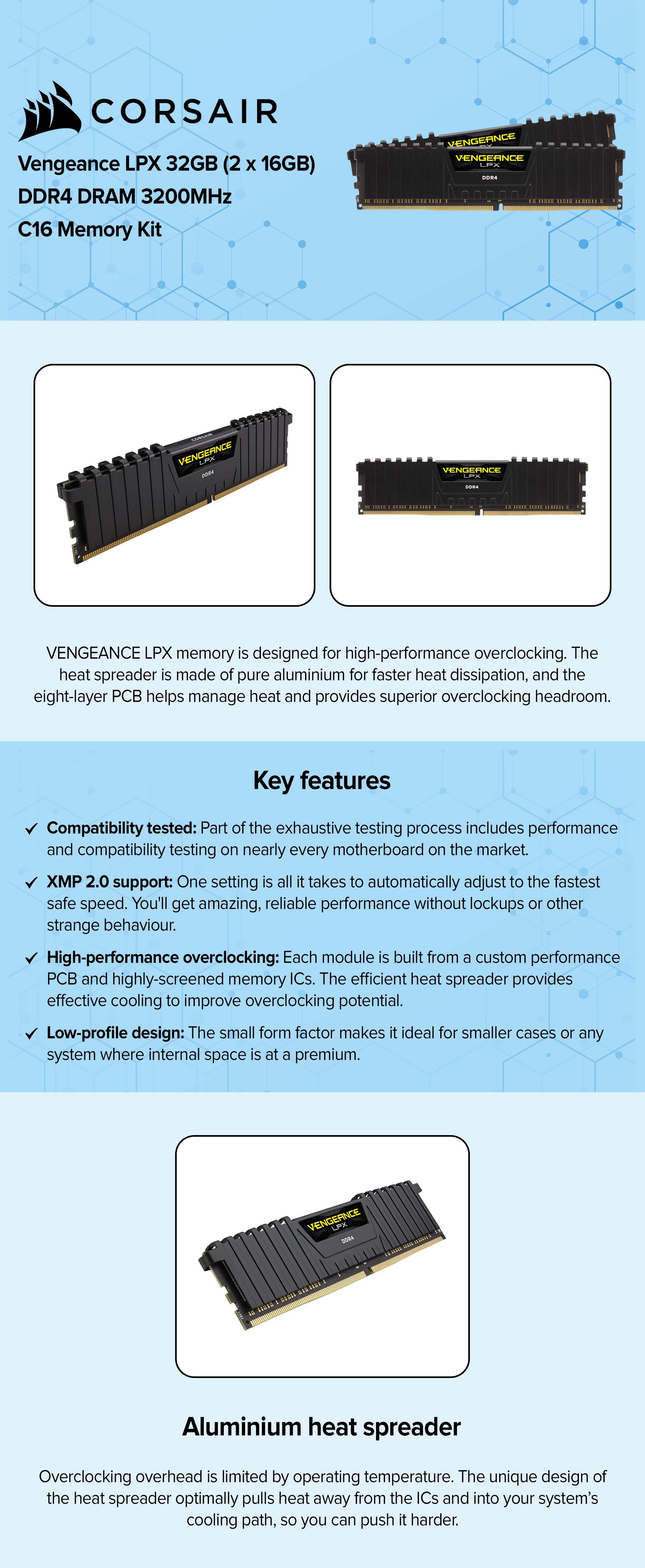 Vengeance LPX 32GB  DDR4 3200MHz C16