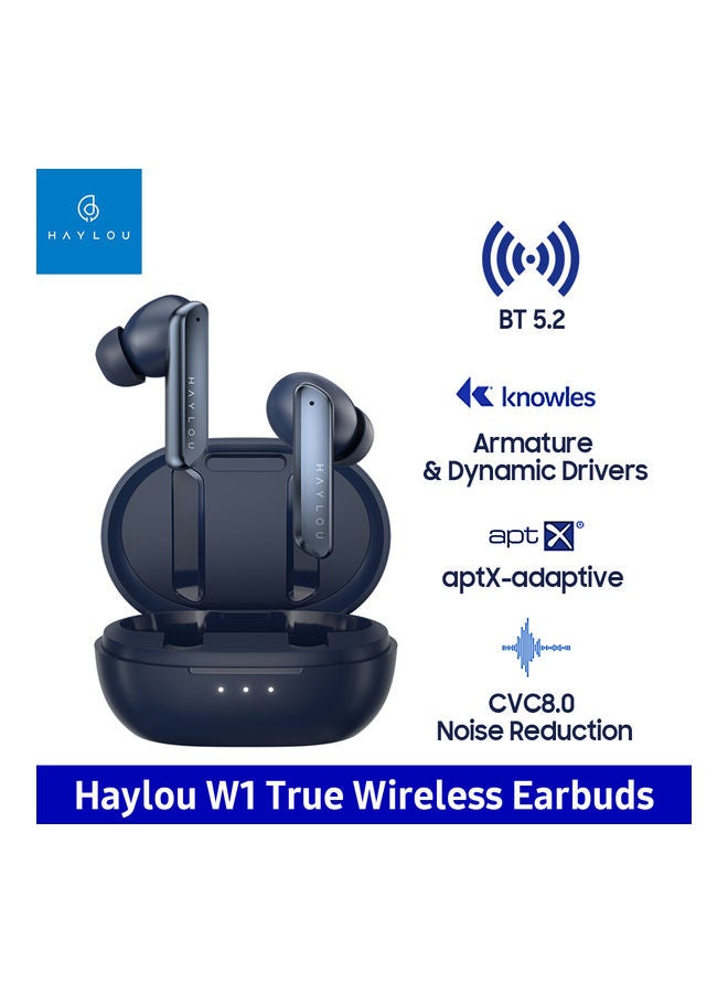 W1 TWS In-Ear Earbuds With Charging Case Set blue