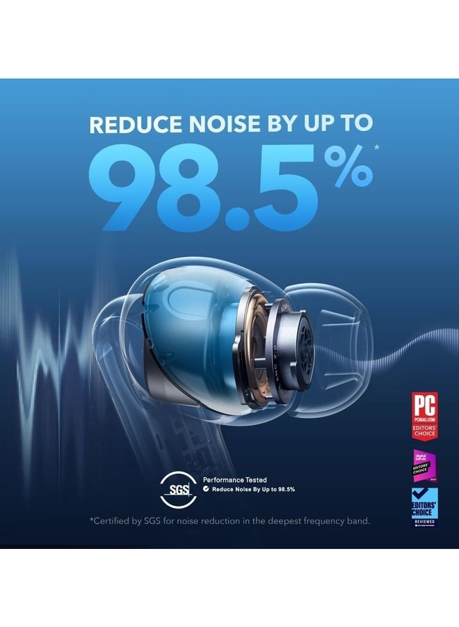 Liberty 4 NC Earbuds, 98.5 Percent Noise Reduction, Adaptive Cancelling To Ears And Environment, Hi-Res Sound, 50H Battery, Wireless Charging, Bluetooth 5.3 Navy Blue