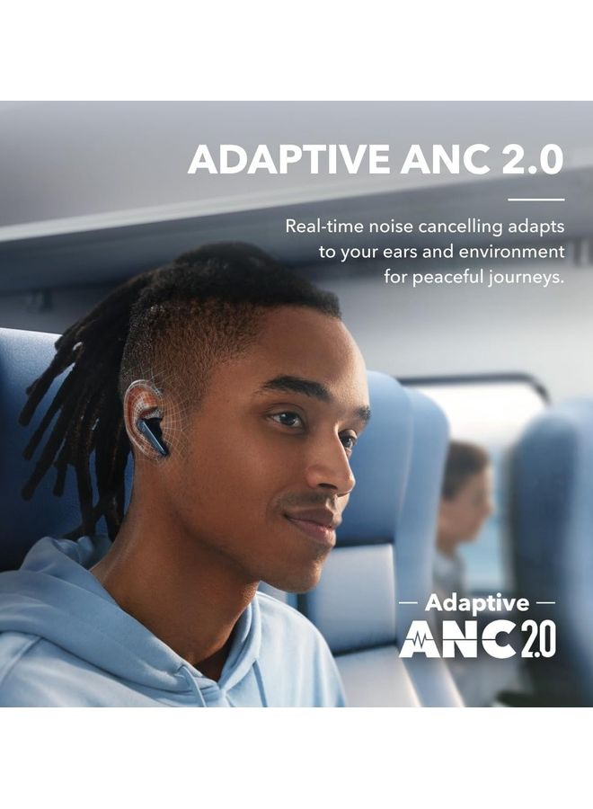 Liberty 4 NC Earbuds, 98.5 Percent Noise Reduction, Adaptive Cancelling To Ears And Environment, Hi-Res Sound, 50H Battery, Wireless Charging, Bluetooth 5.3 Navy Blue