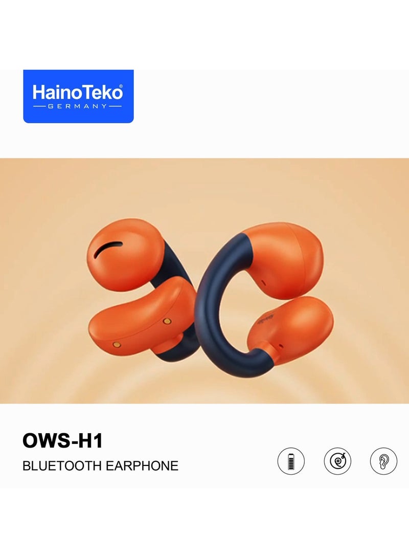 Haino Teko Germany OWS H1 True Wireless Earphone With High Bass Sound Quality and Super Clear Mic Compatible With Android Mobiles Blue