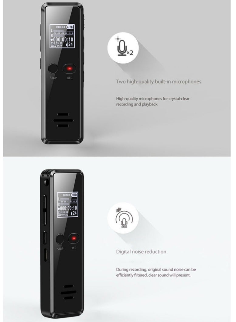 V90 Digital Voice Activated Recorder Dictaphone Long Distance Audio Recording MP3 Player Noise Reduction WAV Recorder ( 32 GB )