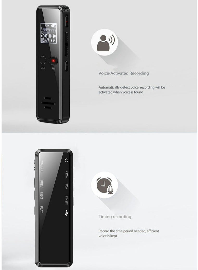 V90 Digital Voice Activated Recorder Dictaphone Long Distance Audio Recording MP3 Player Noise Reduction WAV Recorder ( 32 GB )