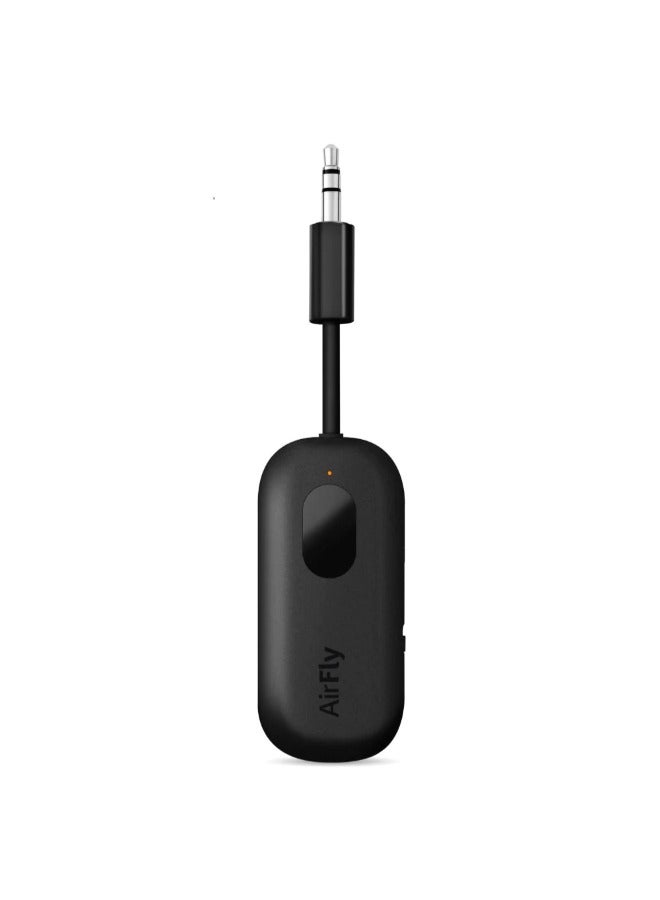 AirFly Pro Bluetooth Wireless Audio Transmitter/ Receiver for up to 2 AirPods /Wireless Headphones, Use with any 3.5 mm Audio Jack on Airplanes, Gym Equipment, TVs, iPad/Tablets and Auto - Black