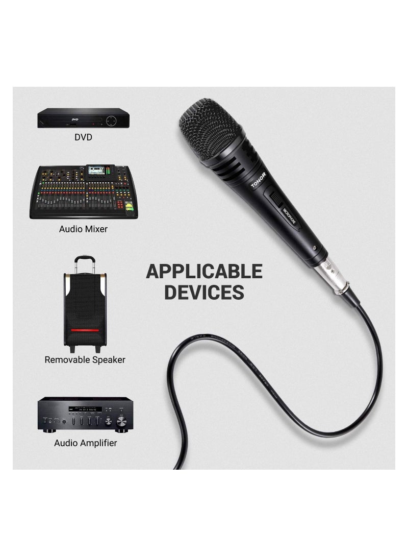Dynamic Karaoke Microphone for Singing with 16.4ft XLR Cable, Metal Handheld Mic Compatible with Karaoke Machine,Speaker,Amp,Mixer for Karaoke Singing, Speech, Wedding and Outdoor Activity