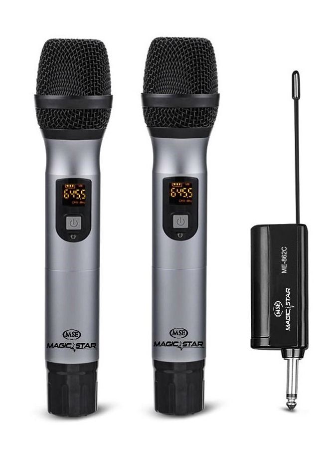 MAGIC STAR ME-862C UHF Duet Wireless Microphones for Singing, Karaoke, PA system, Music Recording