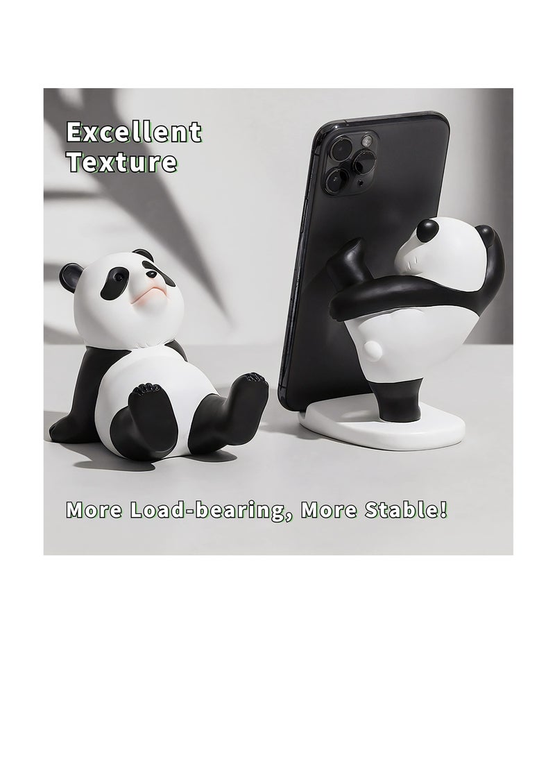 Panda Smartphone Stand, Cell Phone Stand for Desk, Animal Desk Accessories, Adjustable Phone Stand, Suitable for Phone Supporter for iPhone, Ipad (Black)