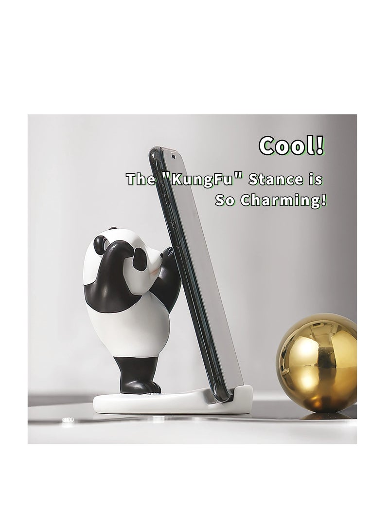 Panda Smartphone Stand, Cell Phone Stand for Desk, Animal Desk Accessories, Adjustable Phone Stand, Suitable for Phone Supporter for iPhone, Ipad (Black)