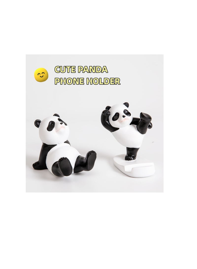 Panda Smartphone Stand, Cell Phone Stand for Desk, Animal Desk Accessories, Adjustable Phone Stand, Suitable for Phone Supporter for iPhone, Ipad (Black)