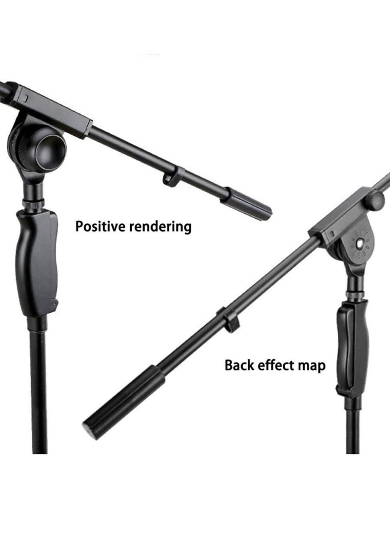 Upgraded Microphone Stand Push-Type Quick Height Adjustment Single Microphone Clip Folding Portable Tripod Microphone Stand Suitable for Live Broadcast Singing Speech Stage Outdoor Performance