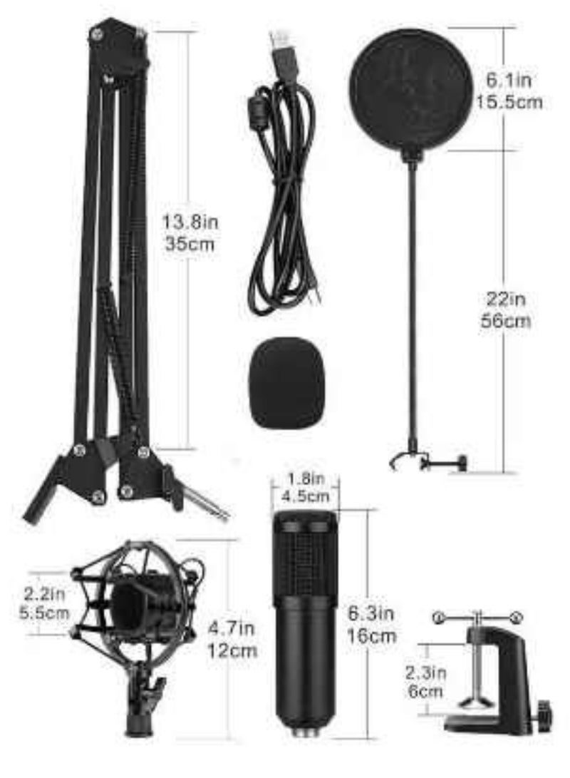 USB Condenser Microphone Kit with Adjustable Stand