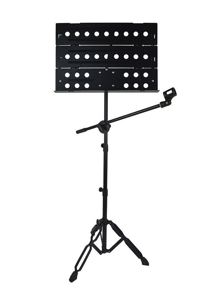 Sheet Music Stand Professional with Microphone Holder 2 in 1 Sheet Stand,Widened Panel, Thickened Pipe Wall, Adjustable Height Lifting Music Stand,  Folding Plate Metal with Portable Bag