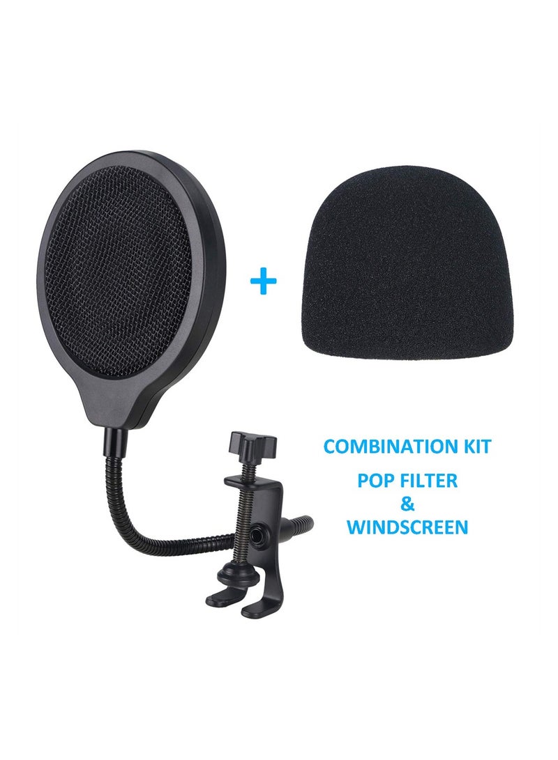 for Razer Seiren Mini Windscreen with Pop Filter, 3 Layers Mic Wind Pop Screen with Flexible 360°Gooseneck Clip