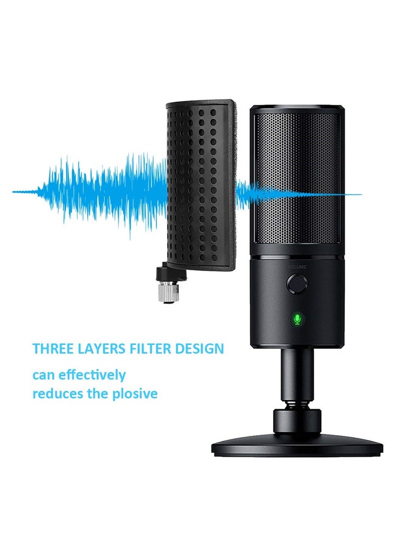 for Razer Seiren X Mic Pop Filter, Three Layers Filter Microphone Wind Pop Screen Mask Shield For Razer Seiren X Mic to Improve Sound Quality