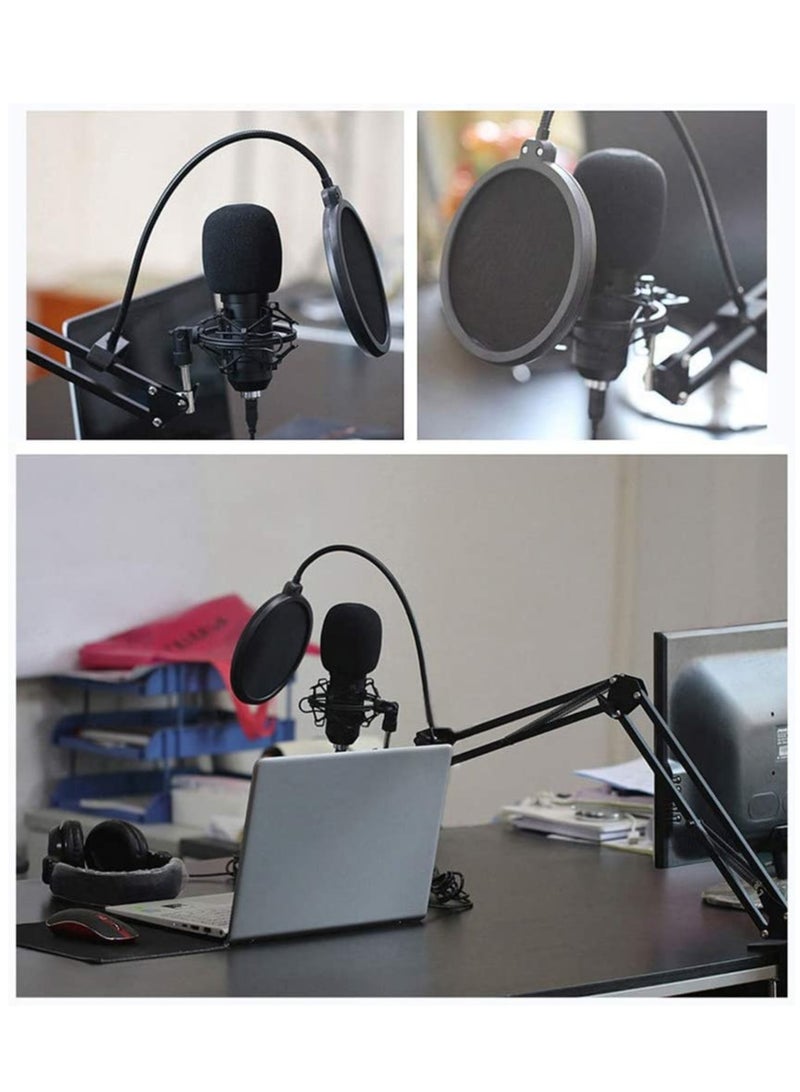 Microphone,Live Sound Card & BM800 Suspension Microphone Kit Broadcasting Recording Condenser Microphone Set Intelligent Volume Audio Mixer Sound Card for Computer PC Live Sound