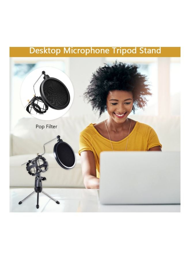 Microphone Tripod Stand With Pop Filter V7563 Black/Silver