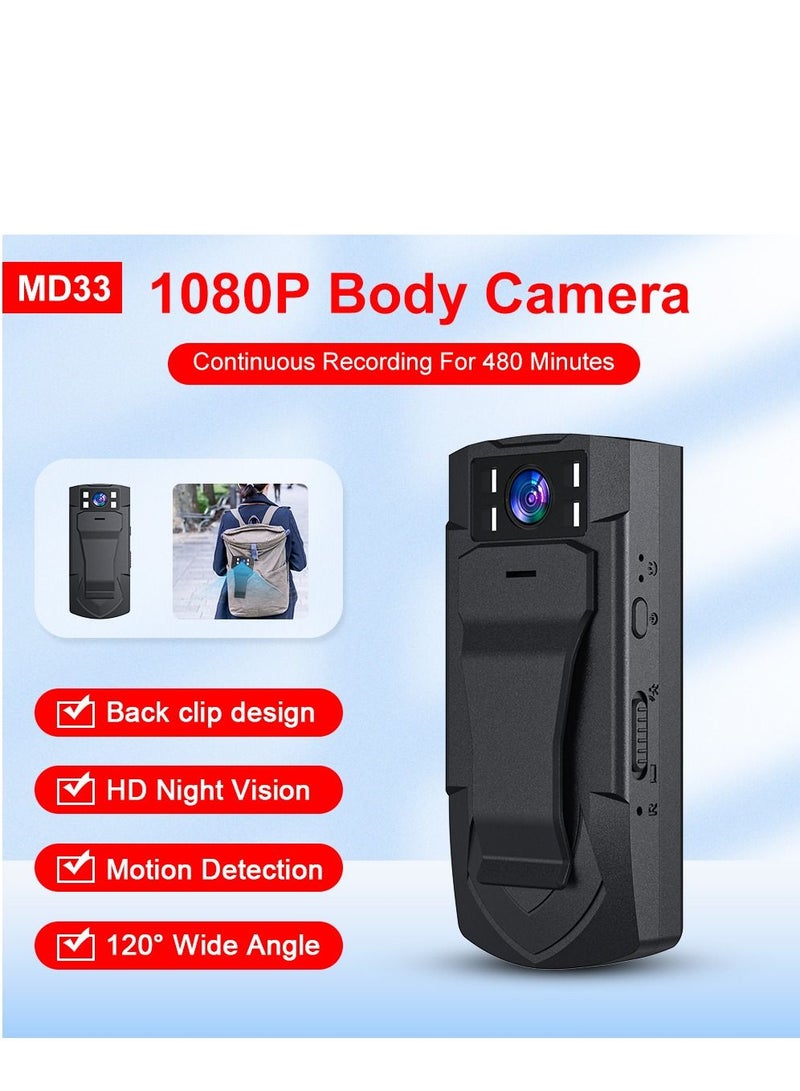 MD33 Camera 1080P Video Recorder Wearable Portable Security with Night Vision