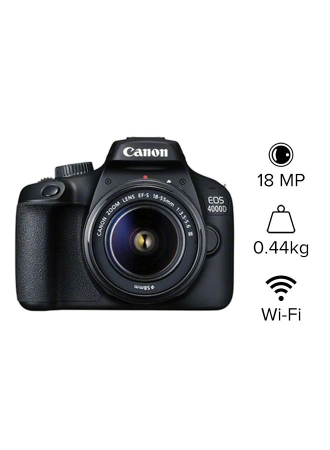 EOS 4000D DSLR With EF-S 18-55mm F/3.5-5.6 III Lens 18MP Built-In Wi-Fi Black