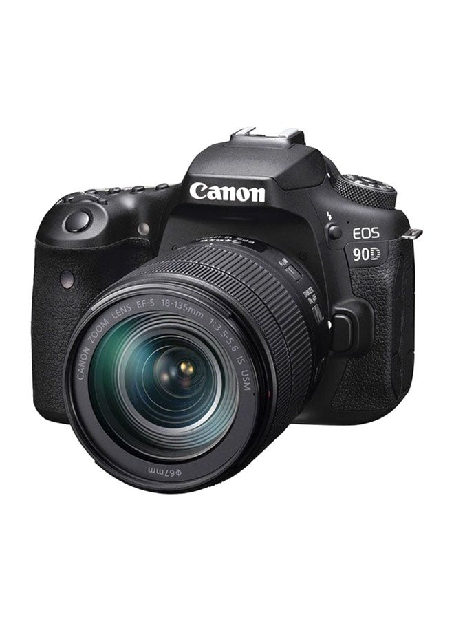 EOS 90D DSLR Camera، With EF-S 18-135mm IS USM Lens، 32.5 MP، APS-C sensor، 10 fps، Dual Pixel CMOS AF، Wi-Fi and Bluetooth، 4K، Vari-Angle Touchscreen، Great for Wildlife & Sports Photography