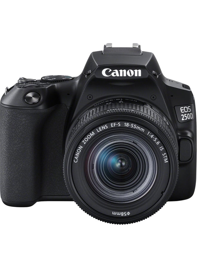 EOS 250D DSLR Camera With EFS 18-55 DC III Lens 24.1 MP APS-C Sensor 5 FPS Vari-Angle Touchscreen 4K Movies Wi-Fi Bluetooth