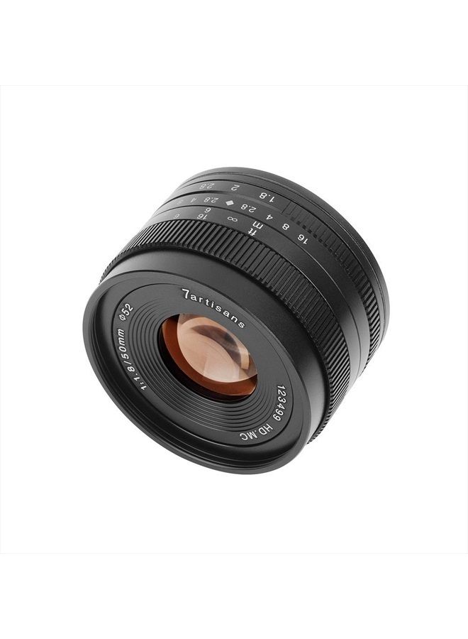 50mm F1.8 APS-C Manual Fixed Lens for Fuji Cameras X-A1 X-A10 X-A2,X-A3 X-at X-M1 XM2 X-T1 X-T10 X-T2 X-T20 X-Pro1 X-Pro2 X-E1 X-E2 X-E2s-Black